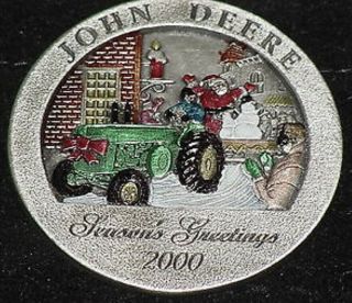 John Deere Christmas Ornament Pewter 2000 5th In Series Hand Painted
