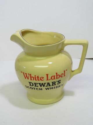 Dewars Scotch Whiskey White Label Wade England Pub Jug Yellow Pitcher