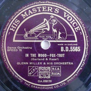 78 Rpm Glenn Miller In The Mood / Out Of Space Uk 1940 His Master 