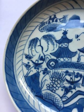 19th C Chinese Porcelain Dish Pagoda And River Blue White