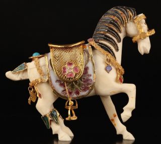 Retro Chinese Resin Cloisonne Statue Animal Horse Mascot Decoration Gift