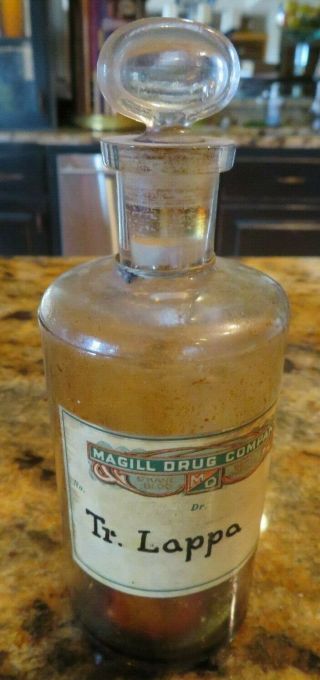 Vintage Colgate & Co.  Perfumers York Magill Drug Medicine Bottle W/ Stopper