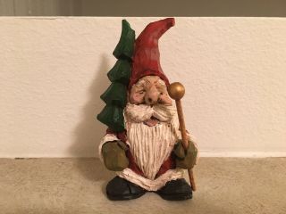 Wood Christmas Santa Hand Carved Painted Folk Art Signed By Artist Loving Wooden