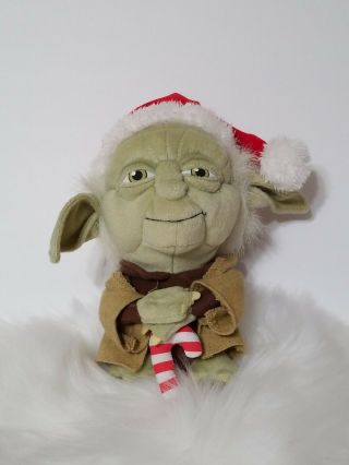 Star Wars 8 " Yoda With Santa Hat And Candy Cane Christmas Plush