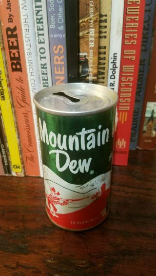 Mountain Dew 12oz Dog Bone Zip Top Pull Ring Soda Can Hillbilly 1960s