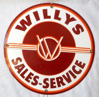 Willys Sales And Service Porcelain Sign