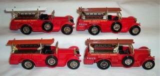 Four “matchbox” Yesteryear Y - 6 Rolls Royce Fire Engines Different Ladders Nrmint