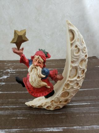 1994 David Frykman Oh The Joy Santa On The Moon Christmas Figurine