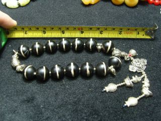 Fine Chinese Tibetan Buddhist Banded Agate Mala Bracelet Rosary