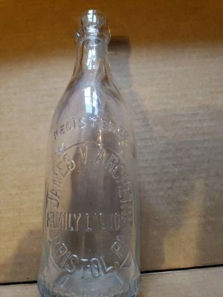 Bristol,  Pa/ Clear Blob Top Beer Soda Bottle/ James V.  Archer/ Family Liquors/
