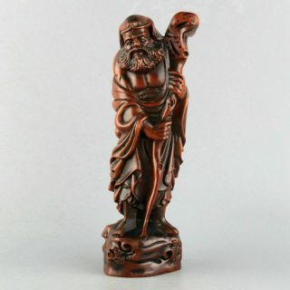 Collect China Antique Boxwood Hand - Carved Old Immortal Moral Bring Luck Statue