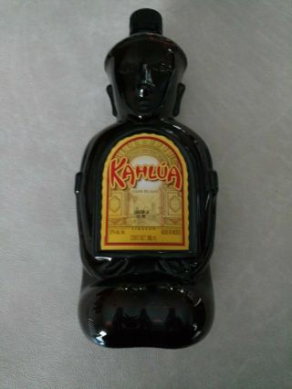 Kahlua Tiki Bottle - Mexico - Aztec - Glass - Empty -
