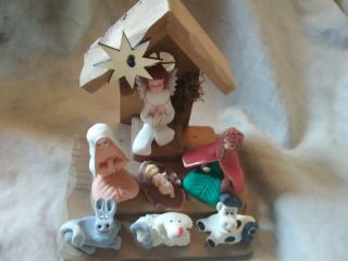 Polymer Clay Nativity Scene Christmas Decoration Manger Virgin Mary Jesus Joseph