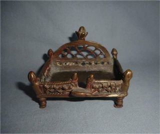 Antique Middle India Top High Aged Bronze Altar Shrine Stand For Figure