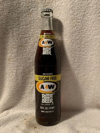 Full 16oz Sugar One Calorie A&w Root Beer Acl Soda Bottle