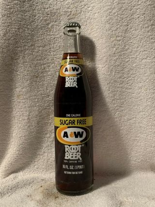 FULL 16oz SUGAR ONE CALORIE A&W ROOT BEER ACL SODA BOTTLE 2