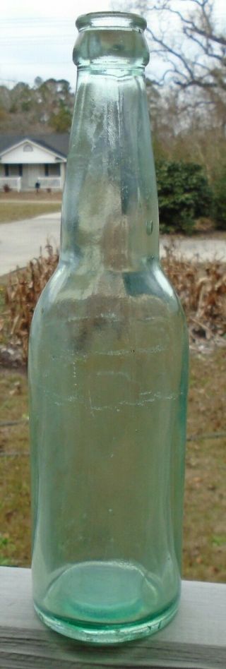 Old 9 1/2 " Aqua Beer Bottle Embossed B210 Lower Side Edge - - No Chips Or Cracks