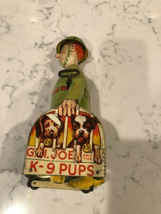 Vintage G.  I.  Joe And The K - 9 Pups Unique Art Mfg Ny Tin Wind Up Toy
