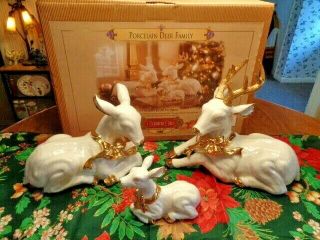 Grandeur Noel Porcelain Deer Family Christmas Reindeer Collector 