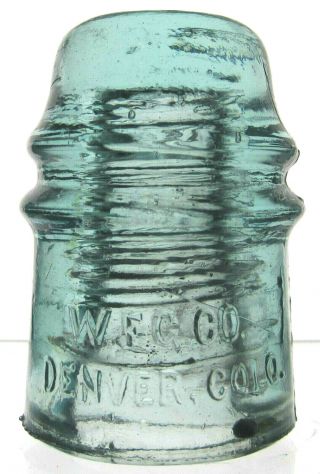Cd 121 Aqua W.  F.  G.  Co.  Antique Glass Telegraph Insulator Toll
