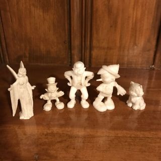 5 Marx White Plastic Figures Disney Pinocchio Characters Television Playhouse