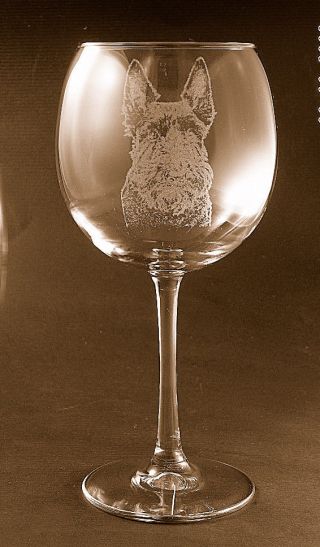 Etched Scottie / Scottish Terrier On Large Elegant Wine Glasses - Set Of 2