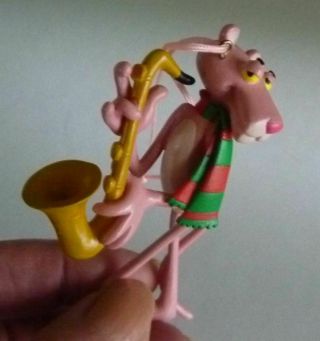 The Pink Panther Christmas Holiday Ornament Playing Saxophone Htf Collectible