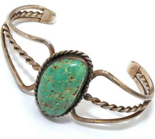 Vtg Navajo Green Turquoise Sterling Silver Cuff Bracelet Sw62