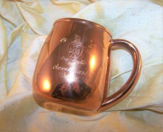 Vintage Sigma Chi Fraternity Balfour Solid Copper Crest Stein / Mug 1957 Old