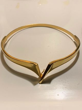 Vintage Runway Signed Givenchy Gold Tone Choker Collar Necklace