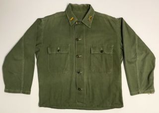 Post Wwii Hbt Combat Shirt With Infantry Officer Insignia