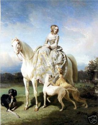 Victorian Sidesaddle Lady Greyhounds Saluki Canvas Art