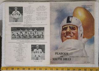 Vintage High School Football Program 1948 Peabody South Hills Pittsburgh Pa Jds