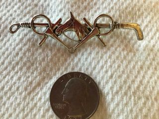 Edwardian Horse Head - Riding Crop - Bit Sterling Silver Bar Pin Brooch Jewelry