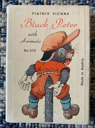 Black Peter With Animals Antq Children’s Playing Cards Game - Old Maid Austria