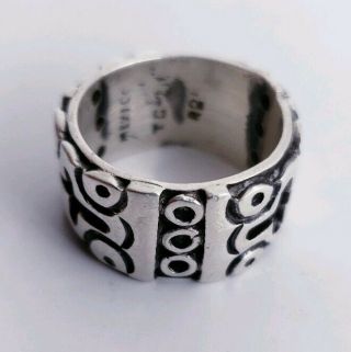 Vintage 925 Sterling Silver Etched Cross Design Ring / Taxco,  Mexico Made