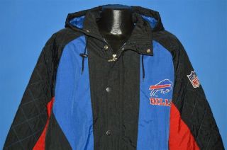 Vintage 90s Buffalo Bills Nfl Football Starter Nylon Hooded Winter Jacket L