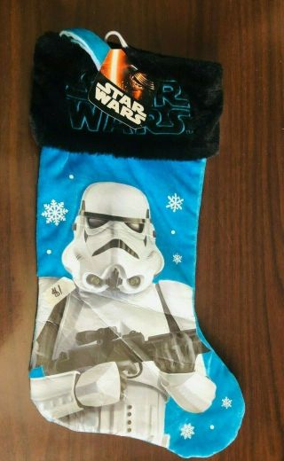 Star Wars Christmas Stocking 18 " Storm Trooper Nwt Disney Blue Black Polyester