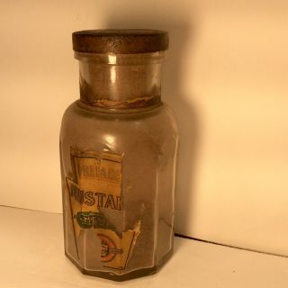 Antique Collectible H J Heinz Prepared Mustard Octagon Bottle Jar 1891 Cork Lid