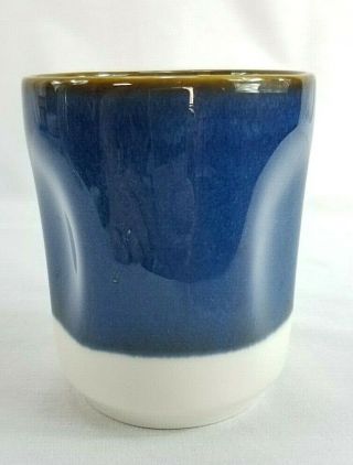 2 STARBUCKS 2008 Coffee Espresso Mug Cup Half Dipped Blue Pinched Pottery 8 oz. 2