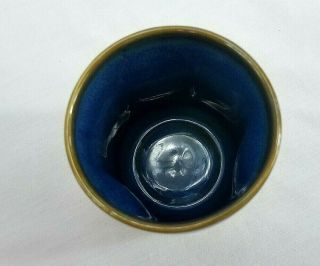 2 STARBUCKS 2008 Coffee Espresso Mug Cup Half Dipped Blue Pinched Pottery 8 oz. 3