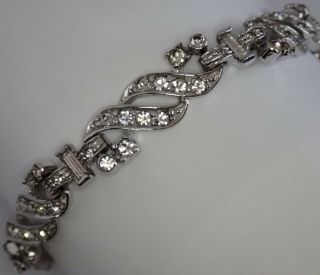 Vintage Pennino Rhodium Plate Crystal Rhinestone Bracelet