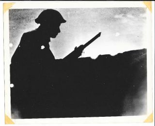 Ww2 British Soldier In Night Battle 8x10 Photo Passed By Censor