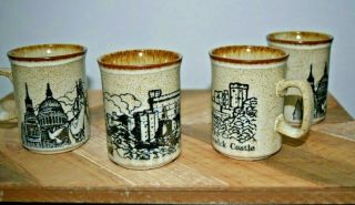 4 Vintage Dunoon Mug Cups Ceramics Stoneware Made In Scotland