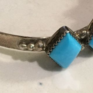 Running Bear Native American Vintage 925 Silver & Sleeping Beauty Turquoise Cuff 3