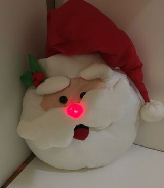 Plush Motion Musical Santa Claus Head Christmas Wall Hanging Blinking Nose Deco