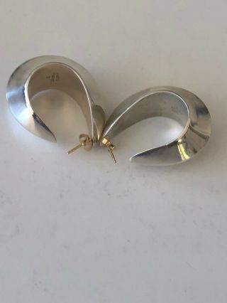 Signed Jondell Spain Sterling Silver 14k Gold Post Puffy Modernist Earrings