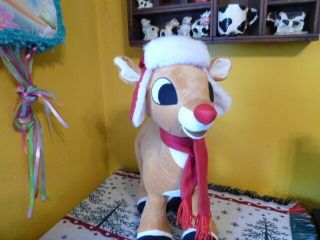 Rudolph The Red Nosed Reindeer Plush Christmas Porch Door Greeter 21 " Gemmy