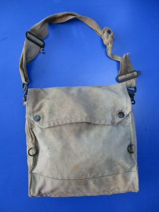Vintage 1940 Wwii Ww2 British Army Gas Mask Haversack Bag Mark Vi Indiana Jones