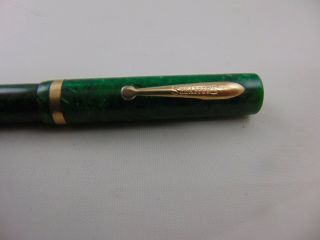 Vintage Sheaffer ' s Lifetime Fountain Pen Jade Green with Dot Flat Top 2